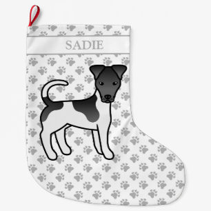 Schwarz-weißer Smooth Fox Terrier Hund & Name Großer Weihnachtsstrumpf