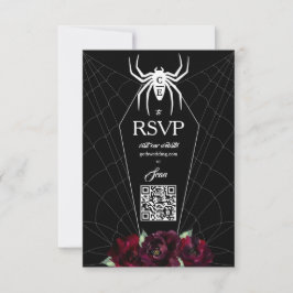 Schwarz-weißer Spinnenwebcoffin RSVP Karte