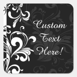 Schwarz-weißer Springbrunnen Party wirbeln Quadratischer Aufkleber