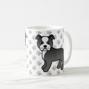 Schwarz-weißer Staffordshire Bull Terrier Hund Kaffeetasse