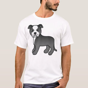 Schwarz-weißer Staffordshire Bull Terrier Hund T-Shirt