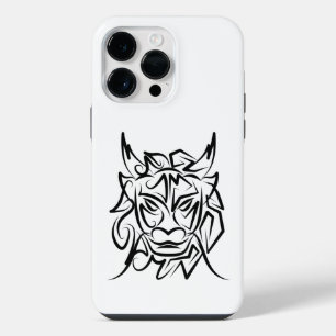 Schwarz-weißer Stammesdrache iPhone 14 Pro Max Hülle