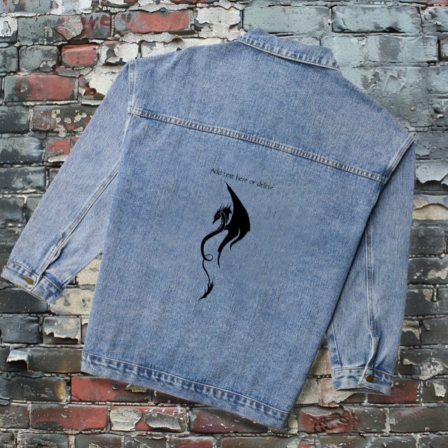Schwarz-weißer Stammesdrache Jeansjacke (Von Creator hochgeladen)