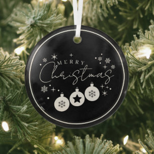 Schwarz-weißer Stern-Schneeflocken-Design-Weihnach Ornament Aus Glas