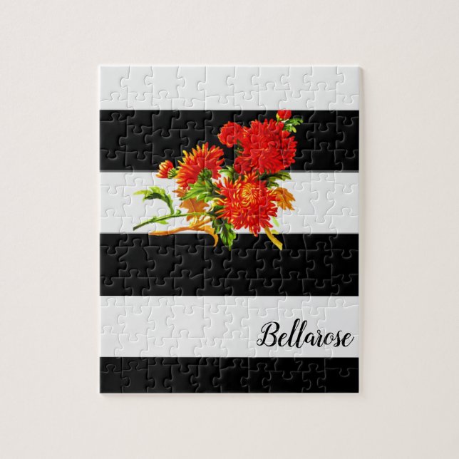 Schwarz-weißer Streifen Jigsaw Puzzle Daisy (Vertikal)