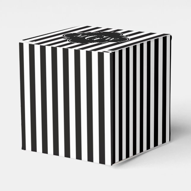 Schwarz-weißer Streifen, schwarze Quatrefolie 3 Mo Geschenkschachtel (Vorderseite)