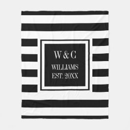 Schwarz-weißer Streifen Stilvolles Monogramm Fleecedecke
