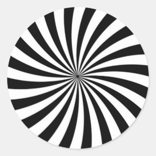 Schwarz-weißer Swirbel der optischen Illusion Runder Aufkleber