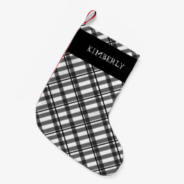 Schwarz-weißer Tartan Buffalo Karierter Name Benut Kleiner Weihnachtsstrumpf