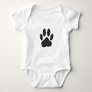 Schwarz-weißer Tartan-Hundepfotenabdruck Baby Strampler