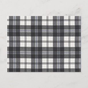 Schwarz-weißer Tartan Postkarte