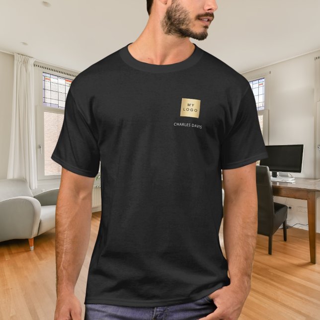 Schwarz-weißer Teamname Logo Geschäft T-Shirt (Von Creator hochgeladen)