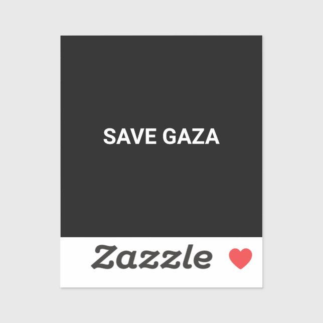 Schwarz-weißer Text aus Gaza auf Minimalismus gere Aufkleber (Blatt)