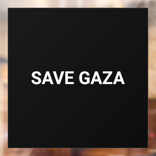 Schwarz-weißer Text aus Gaza auf Minimalismus gere Fensteraufkleber