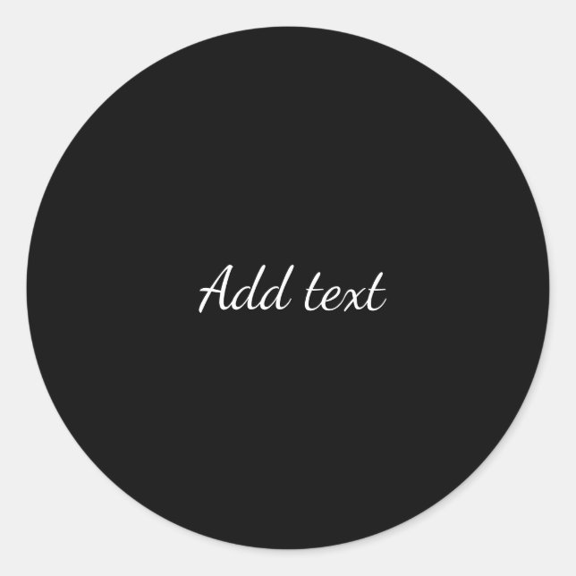Schwarz, weißer Text, Vorlage Runder Aufkleber (Vorderseite)