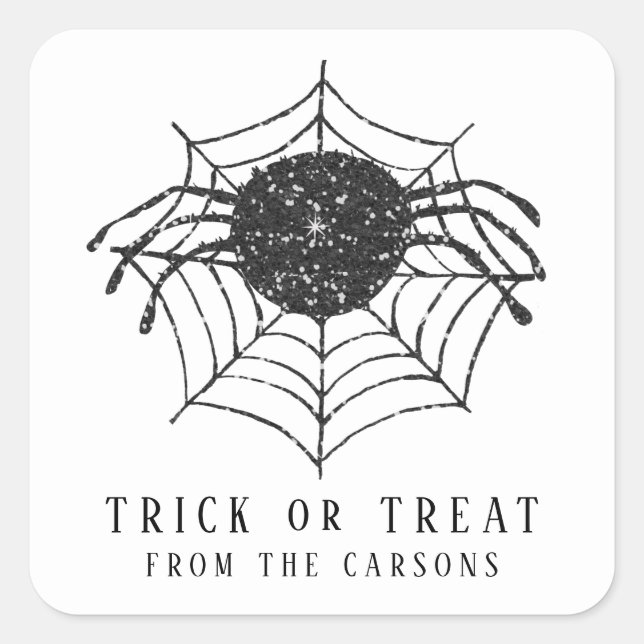 Schwarz-weißer Trick oder Treat Halloween Spiegele Quadratischer Aufkleber (Vorderseite)