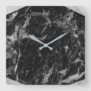 Schwarz-weißer u. silberner moderner quadratische wanduhr