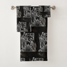 SCHWARZ-WEISSER UND GOLDNATIVITY BADHANDTUCH SET