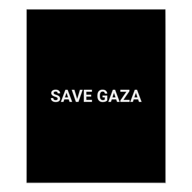 Schwarz-weißer und maßgeschneiderter Text in Gaza  Poster (Vorderseite)