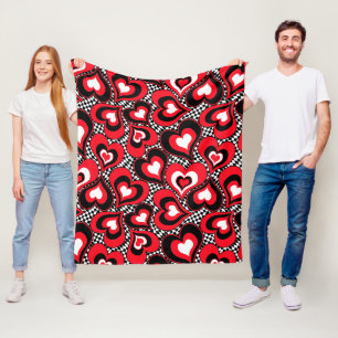 Schwarz-weißer Valentinstag Fleecedecke