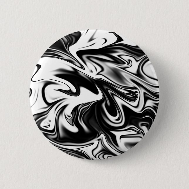 Schwarz-weißer verflüssigter Marmor Button (Vorderseite)