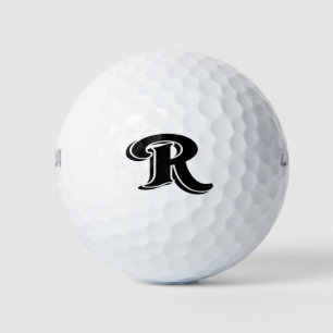 Schwarz-weißer Vintager Buchstabe R Mit Monogramm Golfball