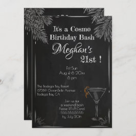 Schwarz-weißer Vintager Chalk 21. Cosmo Geburtstag Einladung