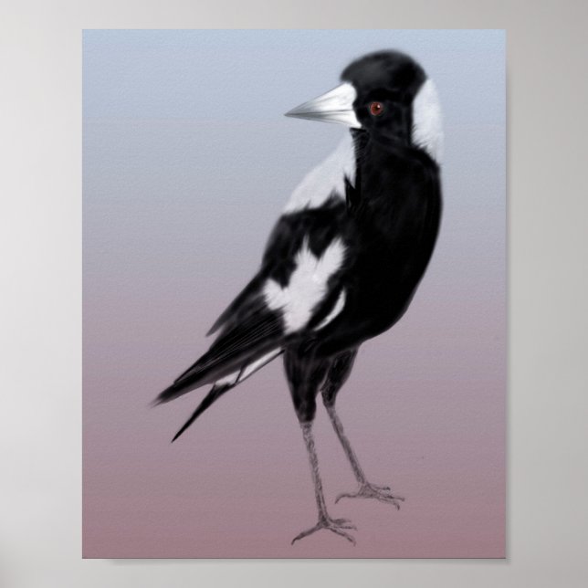 Schwarz-weißer Vogel-Kunstvogel Poster (Vorne)