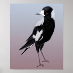 Schwarz-weißer Vogelkunstvogel Poster