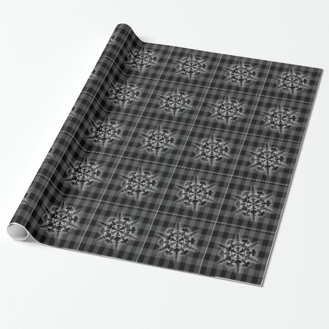 Schwarz-weißer Weihnachts-Weihnachtsfest Geschenkpapier (Ungerollt)