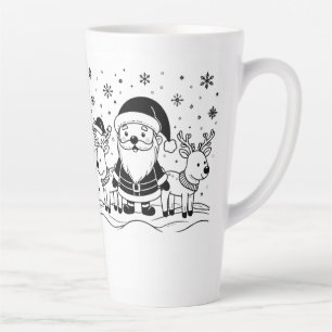 Schwarz-weißer Weihnachtsmann mit Rentieren Milchtasse