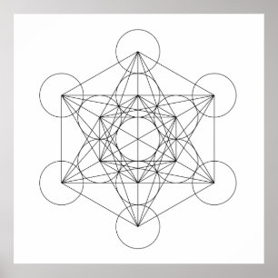 Schwarz-weißer Würfel des Metatron Poster