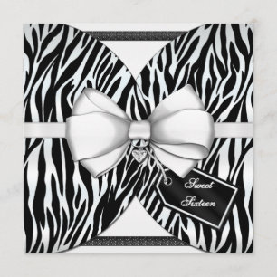 Schwarz-weißer Zebra laden Band u. Jeweled Bogen Einladung