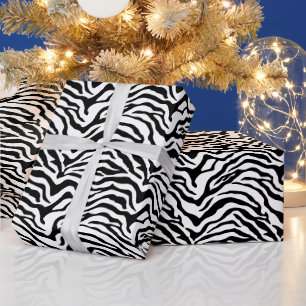 Schwarz-weißer Zebradruck Geschenkpapier