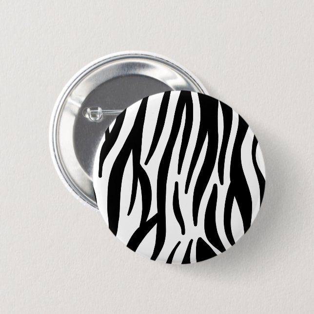 Schwarz-weißer Zebradruck in mädchenhaftem Stil Button (Vorne & Hinten)