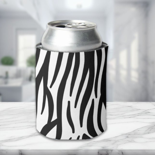 Schwarz-weißer Zebradruck in mädchenhaftem Stil Dosenkühler (girly chic stylish black white zebra print can cooler)