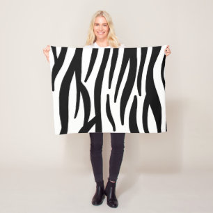 Schwarz-weißer Zebradruck in mädchenhaftem Stil Fleecedecke