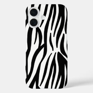 Schwarz-weißer Zebradruck in mädchenhaftem Stil iPhone 16 Hülle