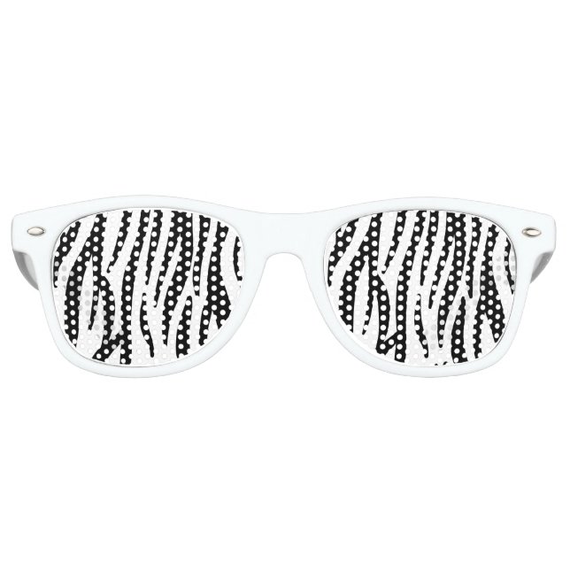Schwarz-weißer Zebradruck in mädchenhaftem Stil Partybrille (Vorderseite)