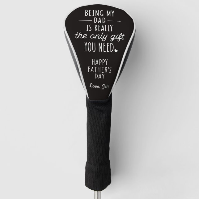 Schwarz-weißer Zitat - Tag der Federn Golf Headcover (Vorderseite)