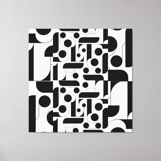 Schwarz-weißes abstraktes geometrisches Muster Leinwanddruck (Vorderseite)