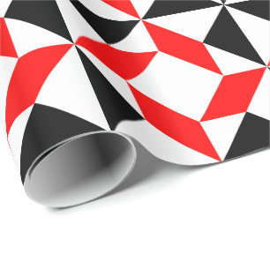 Schwarz-weißes abstraktes rotes geometrisches Must Geschenkpapier