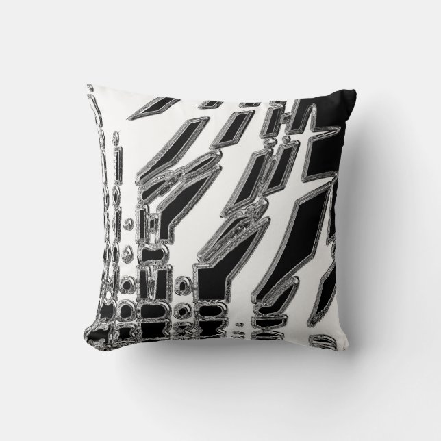 Schwarz-weißes abstraktes Throw-Kissen Kissen (Vorderseite)