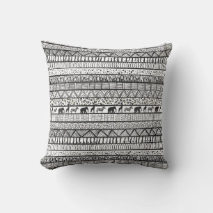 Schwarz-weißes, afrikanisches Design Kissen