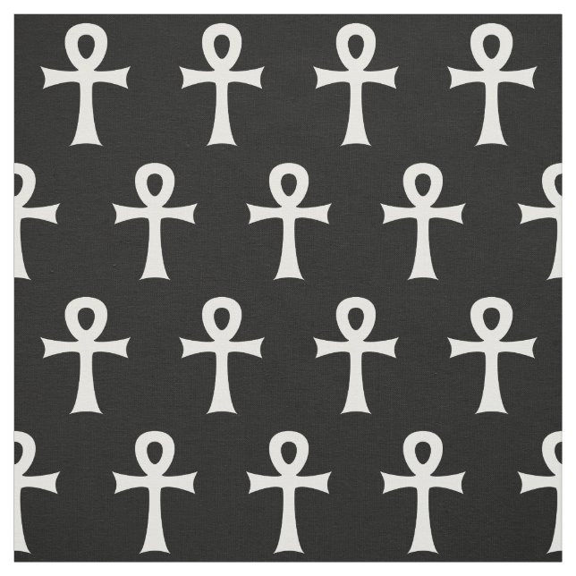 Schwarz-weißes Ankh geschlungenes Stoff (Muster)