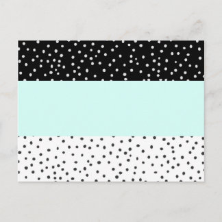 Schwarz-weißes aquamarines Polka-Punktmuster Postkarte