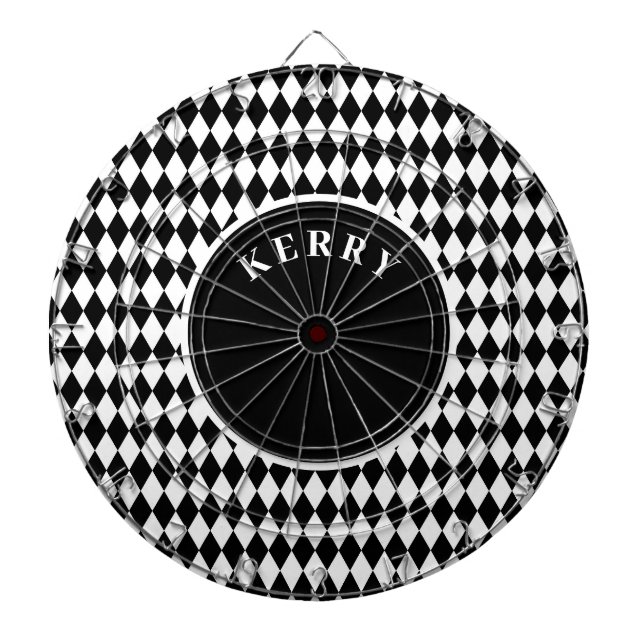 Schwarz-weißes Argyle-Muster Dartscheibe (vorne)
