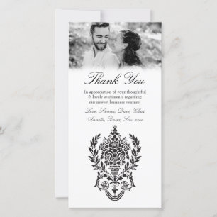 Schwarz-weißes Barock Vielen Dank Geschäftsvertrag Dankeskarte