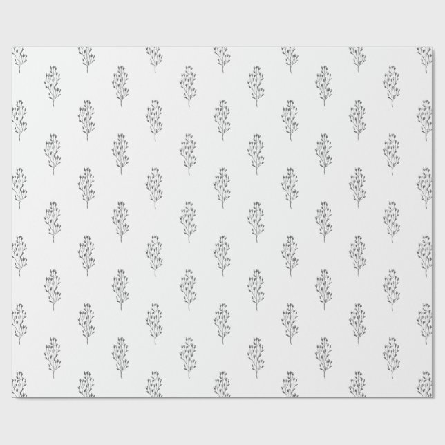 Schwarz-weißes Blatt-Geschenk Geschenkpapier (Flach)
