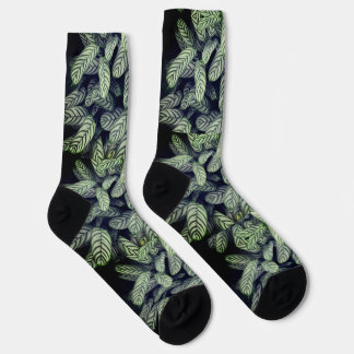 Schwarz-weißes Blattmuster-Socken Socken